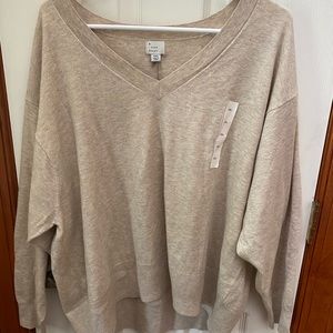 A New Day NWT SZ XL BEIGE V NECK SWEATER